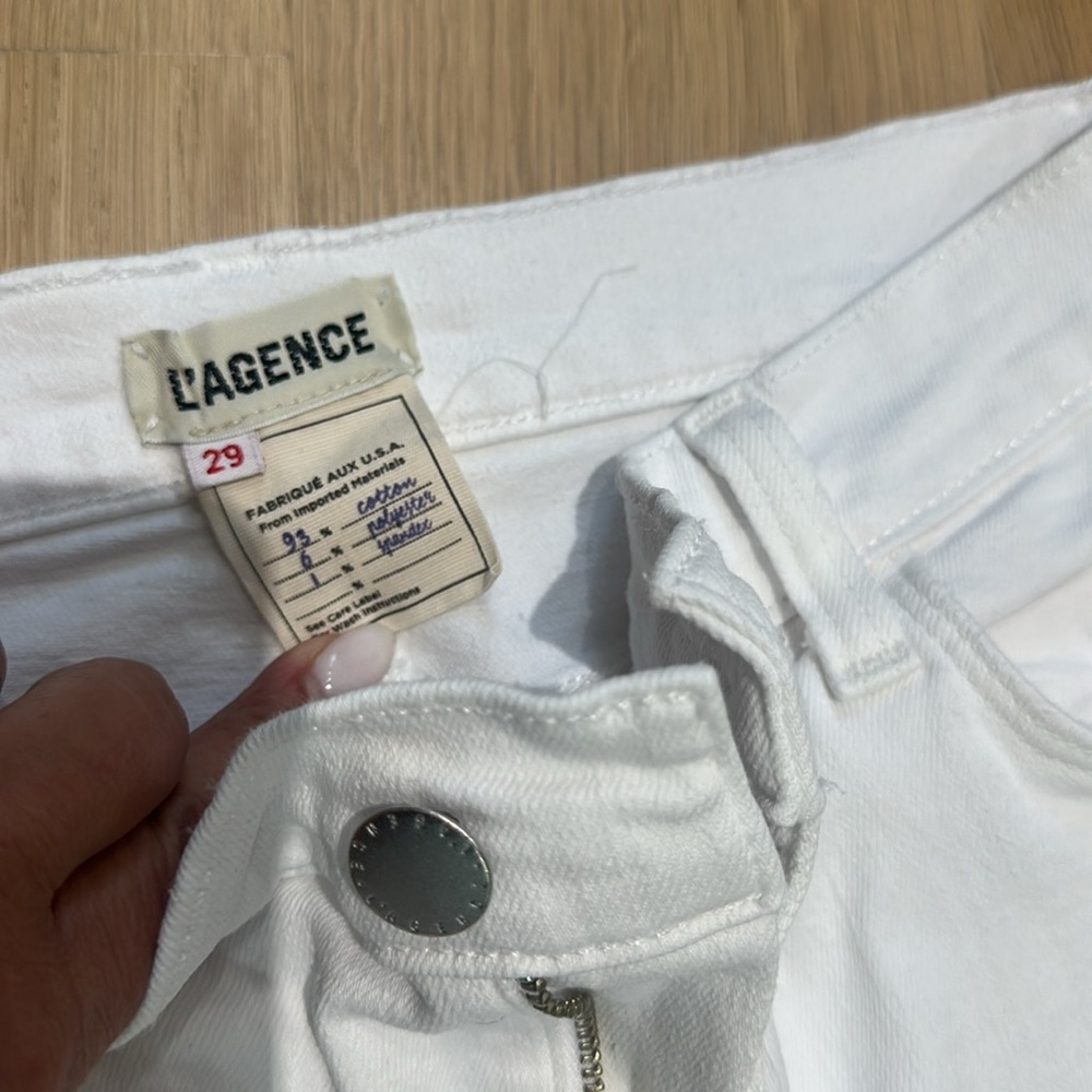 L'AGENCE Sada High Rise Cropped Straight Jeans in Blanc Women's Size 29 - Picture 5 of 9